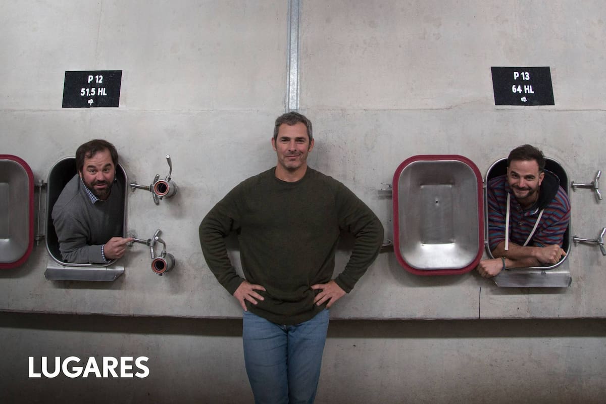 Daniel Merlo, Matías Fraga y Alfredo Merlo, artífices de la bodega en Luján de Cuyo.