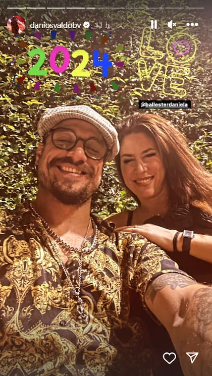 Daniel Osvaldo y Daniela Ballester compartieron el Año Nuevo 2024 (foto: Instagram @DaniStone)