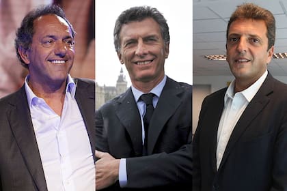 Daniel Scioli, Mauricio Macri y Sergio Massa