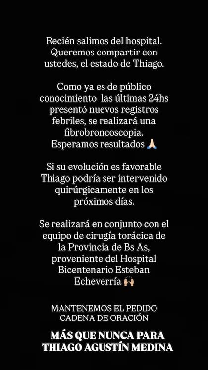 Daniela Celis actualizó el estado de salud de Thiago Medina