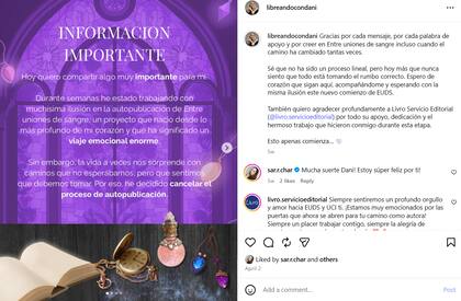 Daniella Benenati le comunicó a sus seguidores a principios de abril no iba a publicar como independiente porque estaba porque estaba representada por una agencia editorial