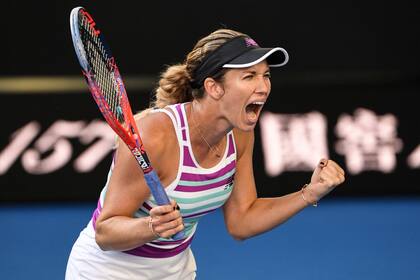 Danielle Collins festeja su triunfo contra la rusa Anastasia Pavlyuchenkova