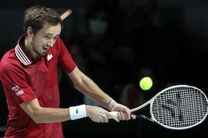 Daniil Medvedev durante el partido de semifinales de la Copa Davis entre Rusia y Alemania en el Madrid Arena