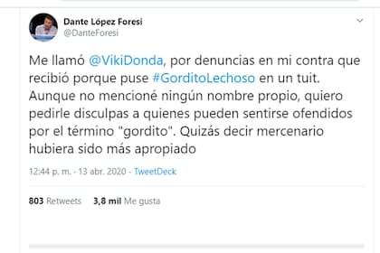 Dante López Foresi ratificó sus dichos contra Jonatan Viale