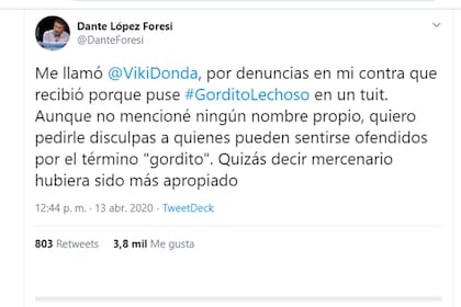 Dante López Foresi ratificó sus dichos contra Jonatan Viale