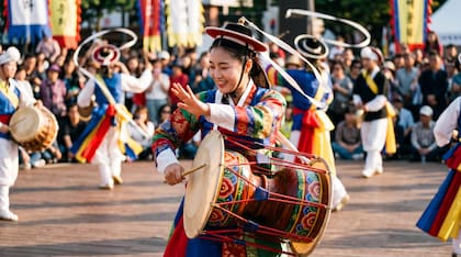 Danzas tradicionales del Hanguk Fest, que se realizará en Parque Los Andes (Chacarita)