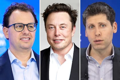 Dario Amodei (Anthropic), Elon Musk (SpaceX) y Sam Altman (OpenAI)