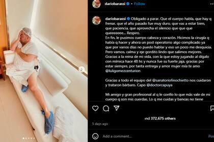 Darío Barassi debió ser internado (Foto Instagram @dariobarassi)