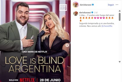 Darío Barassi junto a Wanda Nara en la promoción de la segunda temporada de Love is Blind (Foto: Instagram/@dariobarassi)
