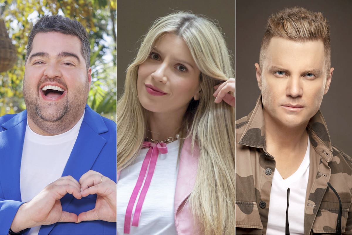 Dario Barassi; Laurita Fernández y Santiago del Moro, tres figuras que competirán en el prime time, a partir del lunes próximo