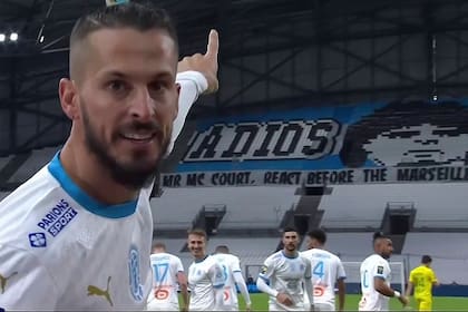 Darío Benedetto dedica su gol a Diego Maradona durante el partido entre el Olympique de Marsella y el Nantes.