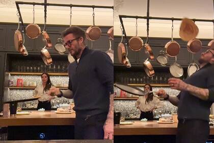 David Beckham hizo volar un panqueque para luego pararlo con su pecho, como si fuera una pelota