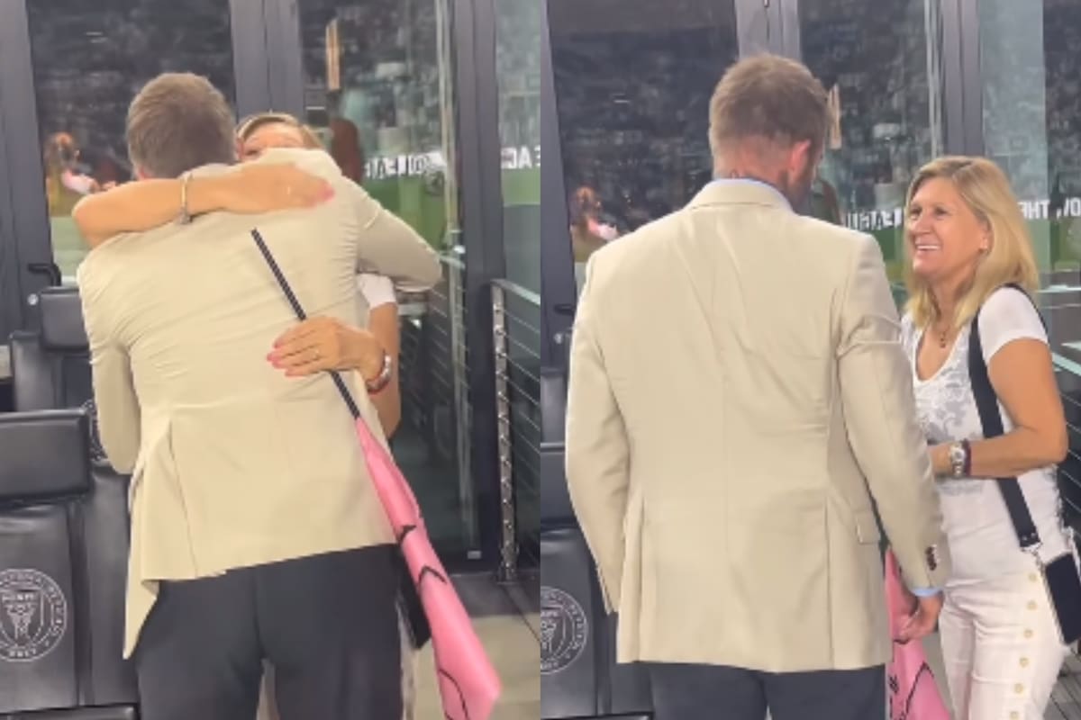 David Beckham y Celia Cuccittini protagonizaron un sentido abrazo durante el segundo partido de Leo con Inter Miami (Foto: Captura de video / Instagram @espnfc)