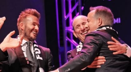 David Beckham y los demás dueños del Inter de Miami durante el anuncio de apertura del equipo