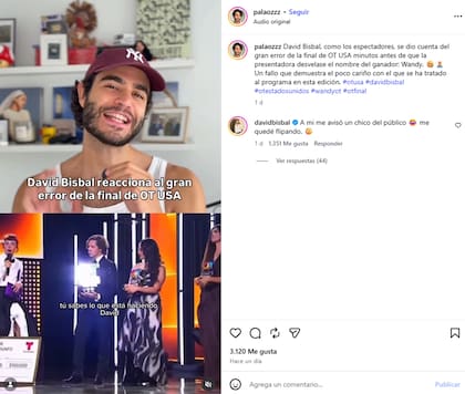 David Bisbal rompió el silencio en los comentarios de un influencer que habló al respecto de la final