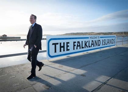 David Cameron en las Islas Malvinas, este año