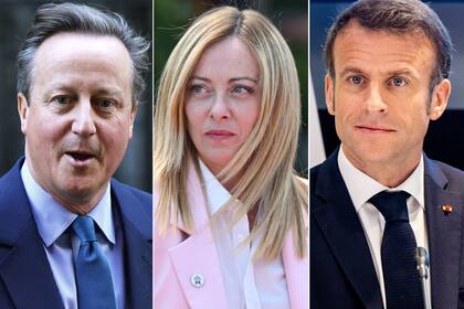 David Cameron, Giorgia Meloni y Emmanuel Macron