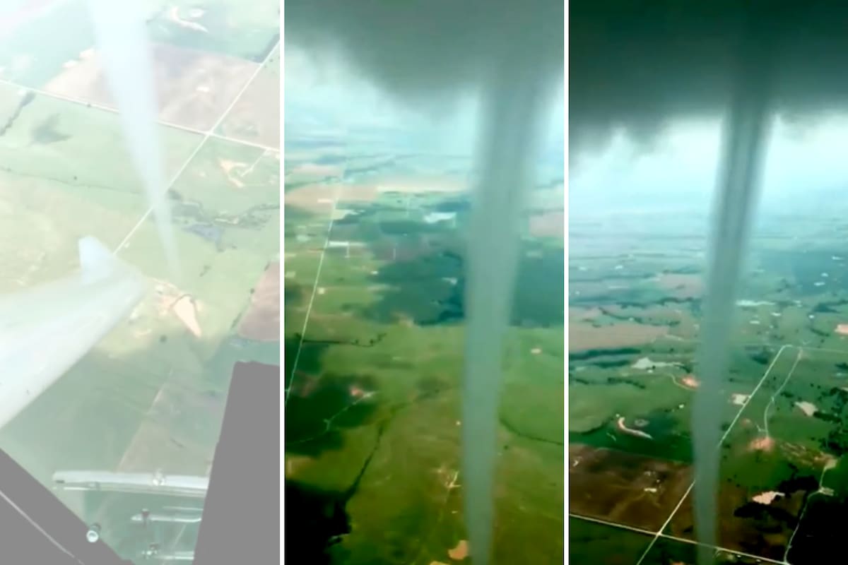 David Evans, un experimentado piloto estadounidense, filmó un tornado desde las alturas y a pocos metros de distancia