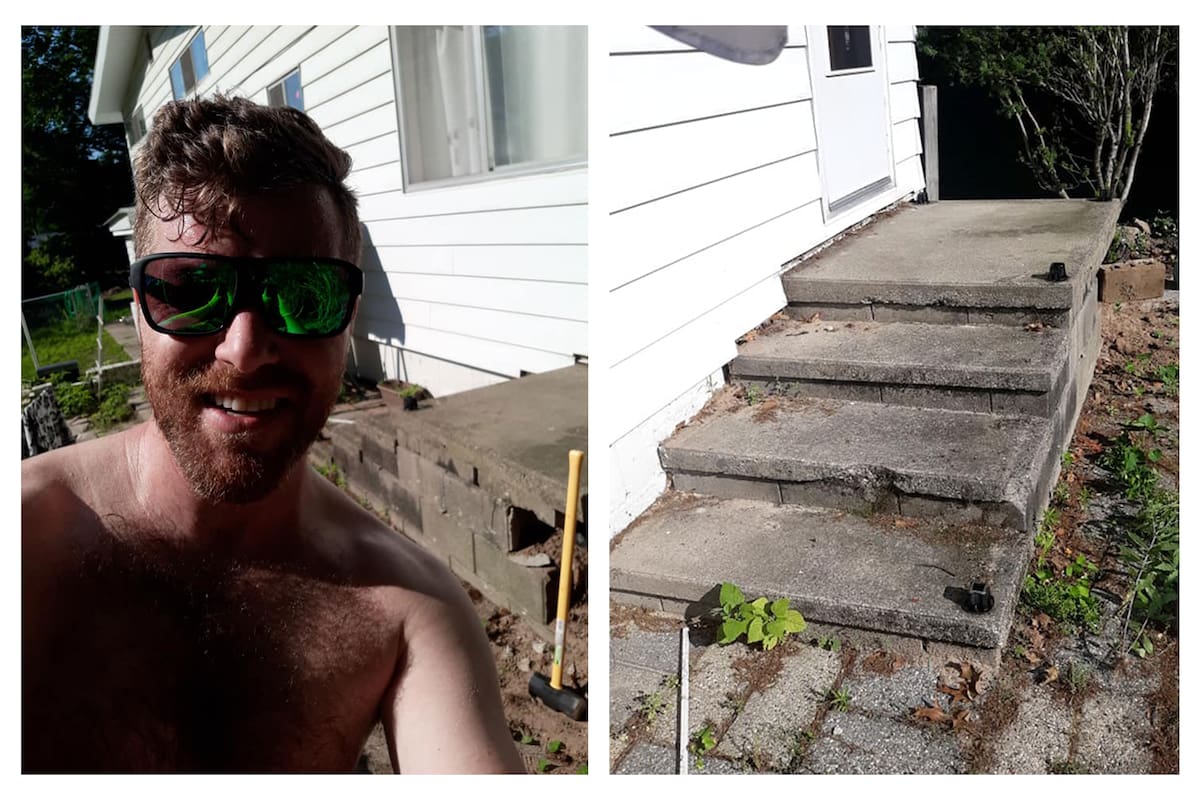 David Olson (33) encontró 158 bolas de bowling mientras realizaba trabajos de remodelación en su casa de Míchigan