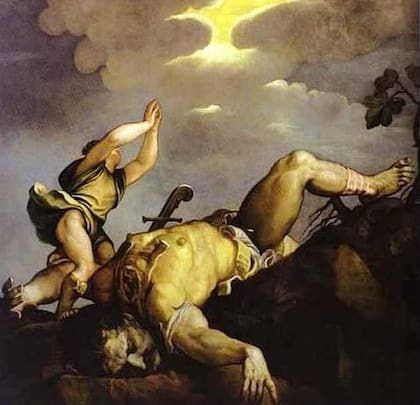David y Goliat (1542), por el pintor renacentista italiano Tiziano (1490-1576)