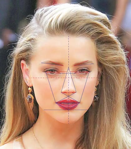 De acuerdo con el Dr. Julian De Silva, Amber Hear tiene un rostro 91,85% perfecto (Crédito: Dr. Julian De Silva/ US Magazine)
