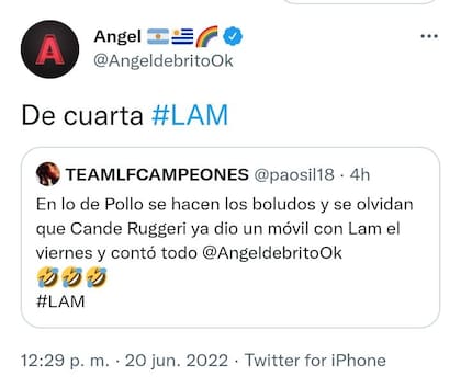 "De cuarta": Ángel de Brito cruzó al Pollo Álvarez (Foto: Twitter @AngeldebritoOk)