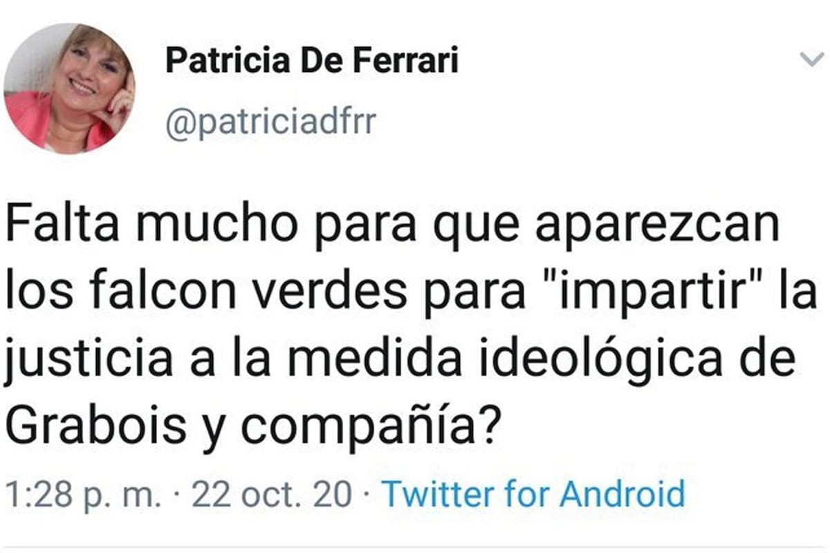 De Ferrari Rueda publicó el mensaje y luego lo borró