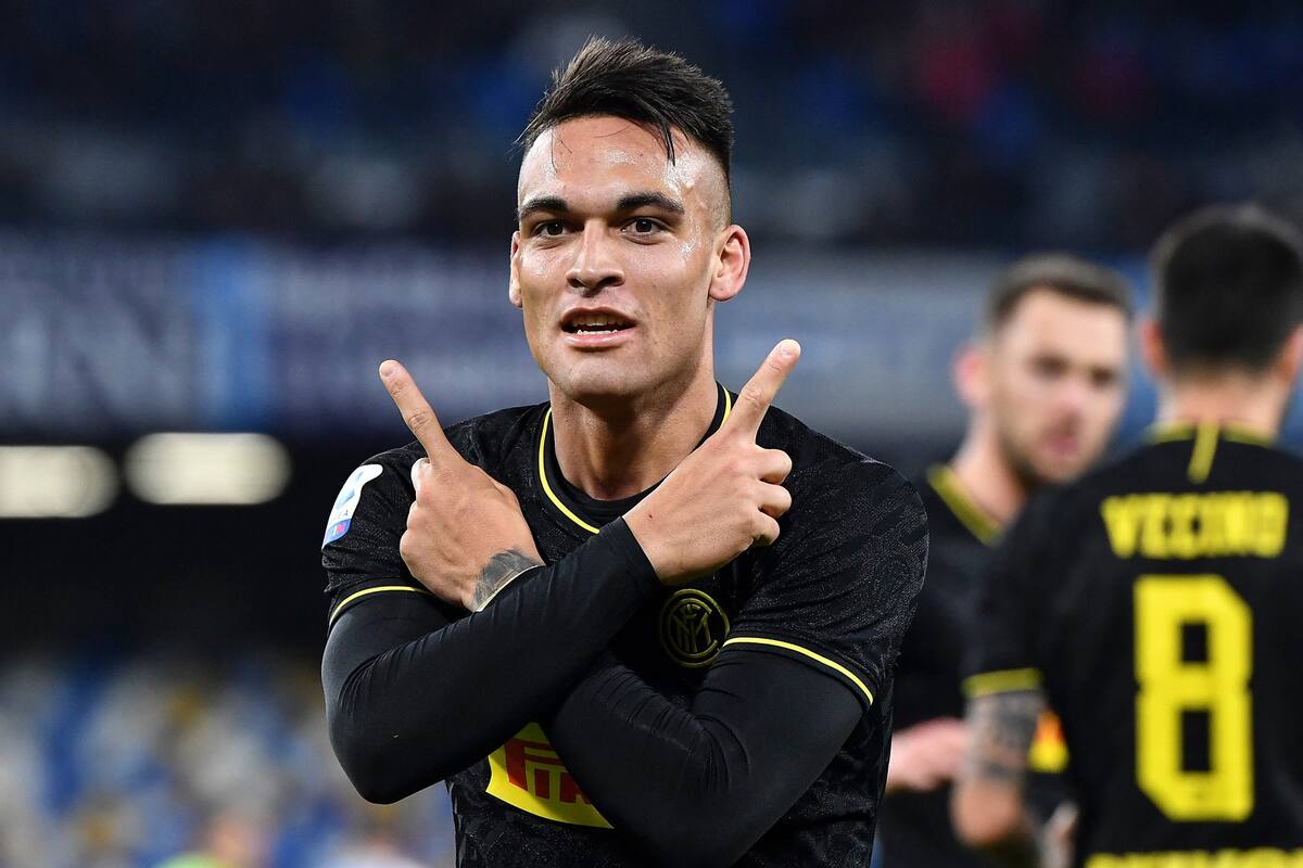 De festejo: Lautaro Martínez anotó su noveno gol de la temporada en el Calcio