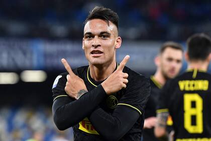 De festejo: Lautaro Martínez anotó su noveno gol de la temporada en el Calcio