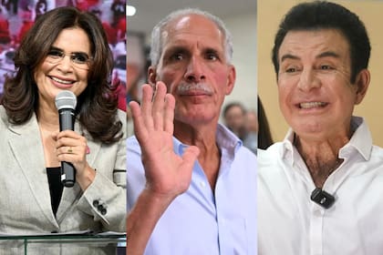 (De izq a der.) Rixi Moncada, Nasry Asfura y Salvador Nasralla se postularon a presidente en las elecciones de Honduras del 30 de noviembre de 2025