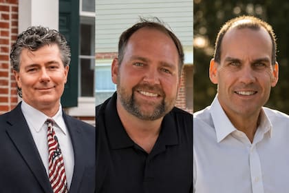 De izquierda a derecha: Justin Murphy, ganador de la primaria republicana para el Senado de Estados Unidos en Nueva Jersey; Zack Mullock, vencedor de la primaria demócrata para el Distrito 2 de la Cámara de Representantes; y Michael McGuire, ganador de la primaria republicana para el Distrito 3 de la Cámara de Representantes en Nueva Jersey.