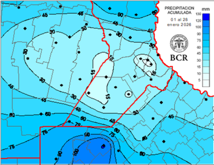 De las 36 estaciones meteorológicas de la red BCR-GEA, solo una alcanzó la media histórica