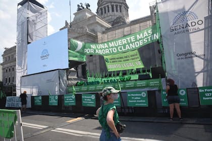 En las afueras del Congreso se dispusieron pantallas para seguir el debate