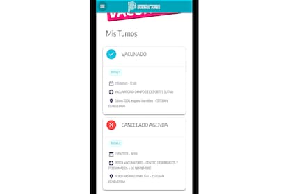 Decenas de personas compartieron imágenes de la aplicación de vacunación que desarrolló la administración de Axel Kicillof donde se ve la suspensión de turnos para esta semana