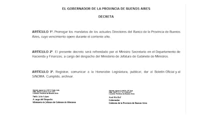 Decreto del gobernador de la Provincia