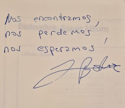 Dedicatoria de Bodoc para un lector del libro "Diciembre. Súper álbum"