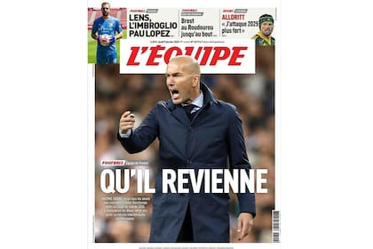 "Déjenlo volver" tituló el diario francés L'Equipe, con una foto de Zidane