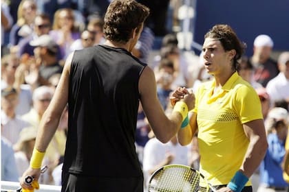 El saludo en 2009, cuando Del Potro derrotó en la semifinal del US Open a Nadal en tres sets