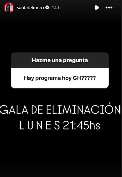 Del Moro confirmó cuándo será la próxima gala de eliminación