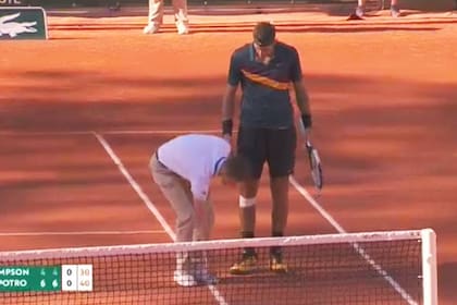 Del Potro con Manuel Absolu, en Roland Garros 2019