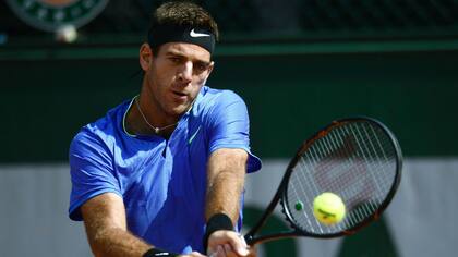 Del Potro, en acción en su triunfo contra Pella