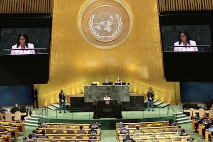 Delcy Rodríguez en su alocución en la Asamblea General de la ONU