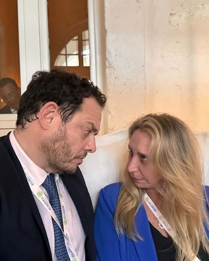 Demian Reidel, con Karina Milei en el G7 de Italia