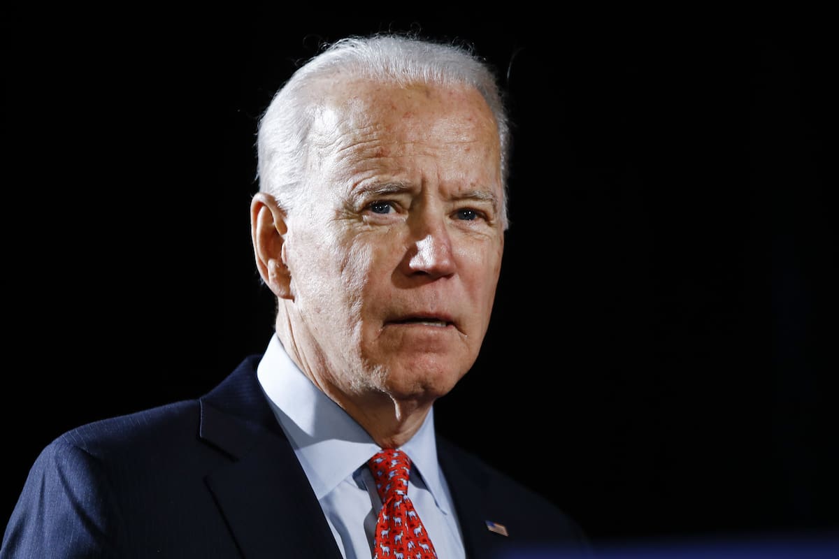 Democratic presidential candidate former Vice President Joe Biden arrives to speak about the coronavirus Thursday, March 12, 2020, in Wilmington, Del. (AP Photo/Matt Rourke)