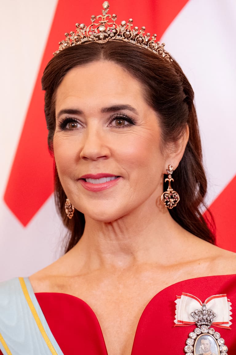 Denmark's Queen Mary arrives for the State dinner hosted by Latvia's President Edgars Rinkevics at Riga Castle on October 28, 2025 during the two-day state visit to Latvia. (Photo by Ida Marie Odgaard / Ritzau Scanpix / AFP) / Denmark OUT (Photo by IDA MARIE ODGAARD/Ritzau Scanpix/AFP via Getty Images)