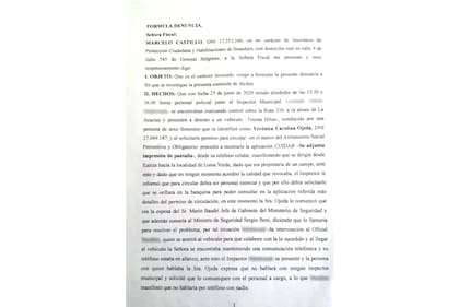 El texto de la denuncia
