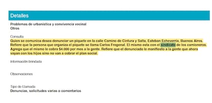 Denuncias hechas al 134