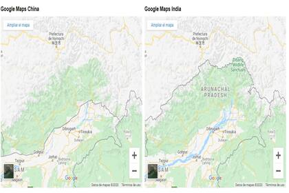 Dependiendo del buscador de Google por el cual se ingrese, China e India tienen fronteras diferentes. Crédito: Simon Weckert