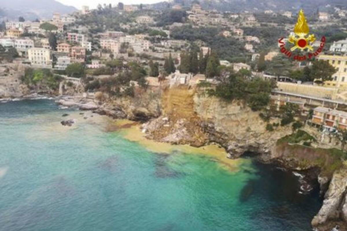 Derrumbe en el cementerio de Camogli