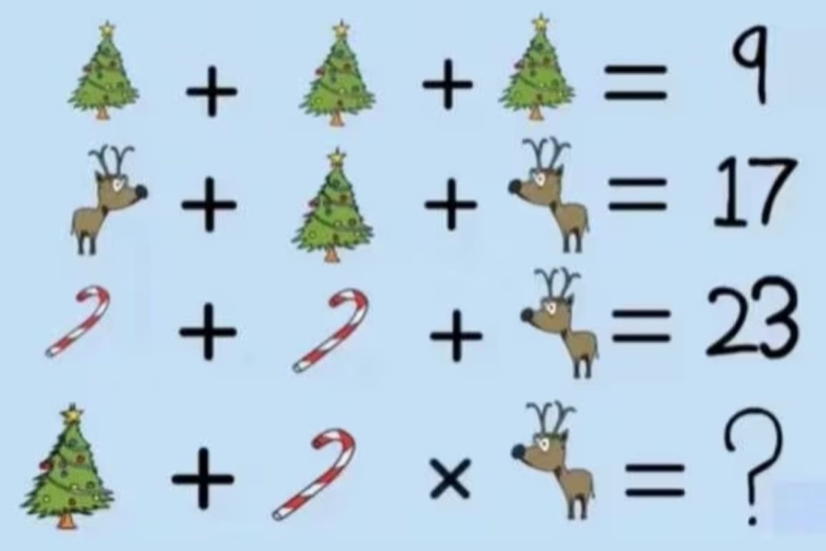 Desafío matemático navideño solo para expertos: descubre el valor del reno, el bastón y el árbol